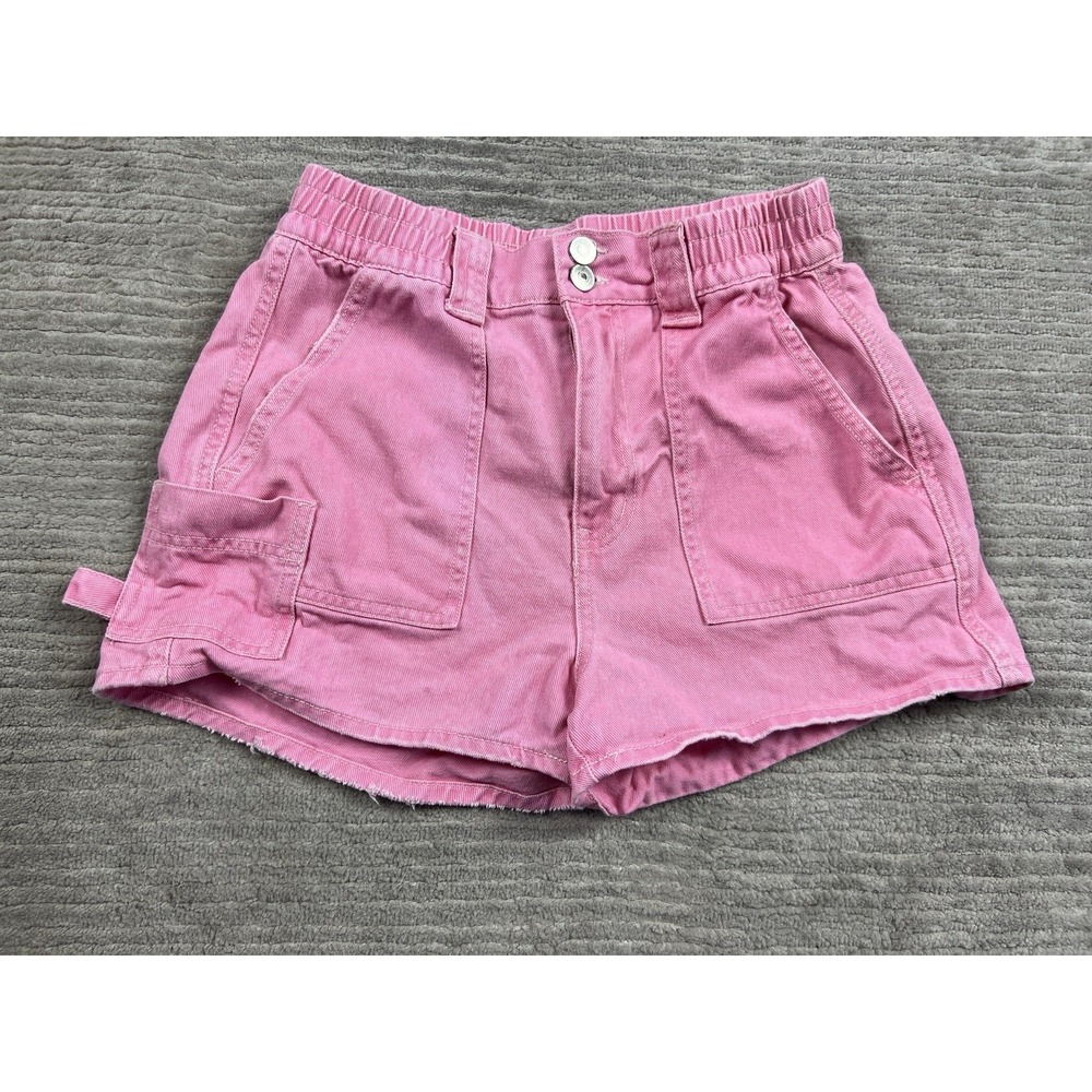 No Boundaries Y2K Jean Shorts Juniors 9 Pink High Rise Stretch Waist Pockets